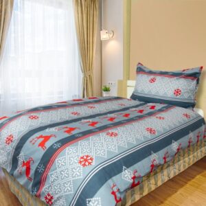 SOBY vločka modré Flanelové obliečky 140x200 - 140 x 200 cm - 3 SET 1x vankúš 1x malý vankúš 1x prikrývka - Modrá