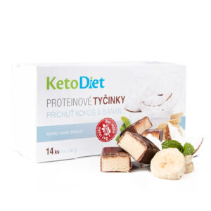 KetoDiet Proteínové tyčinky príchuť Banán-kokos (14 ks - 7 porcií) - test na koronavírus