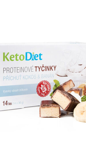 KetoDiet Proteínové tyčinky príchuť Banán-kokos (14 ks - 7 porcií) - test na koronavírus