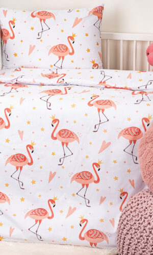 4Home Detské bavlnené obliečky do postieľky Flamingo